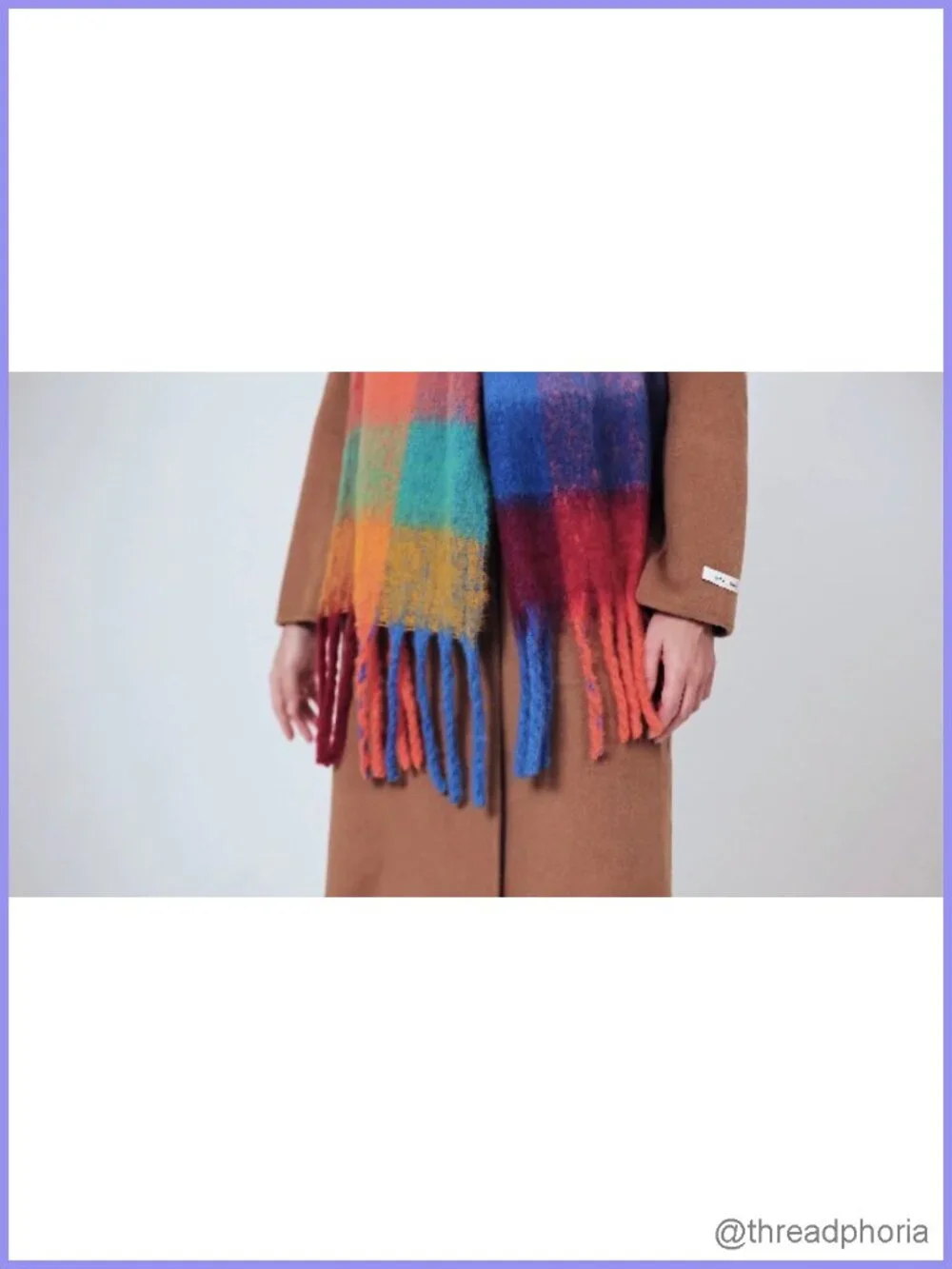 Chunky Plaid Scarf & Wrap Shawl Winter Oversized Thick Tassel Warm